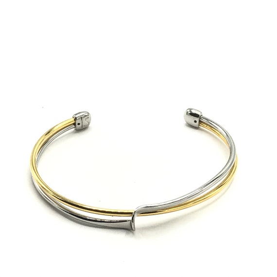 Gorgeous silver and gold tone cuff bracelet by Li… - image 9