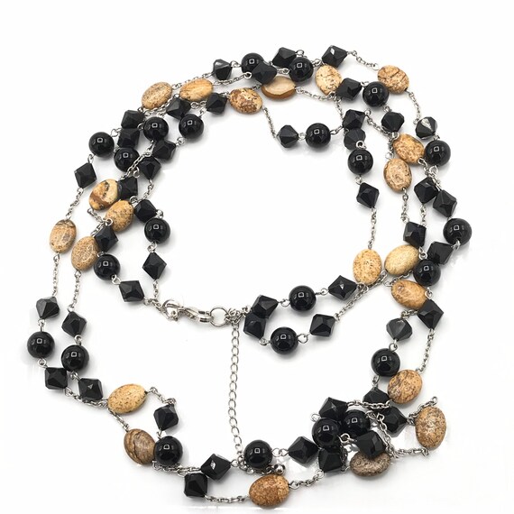 Multi strand necklace black and brown tones neckl… - image 3