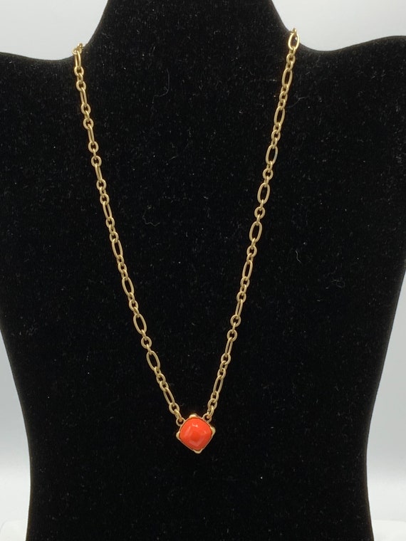 Gorgeous collectible gold tone and orange necklac… - image 4