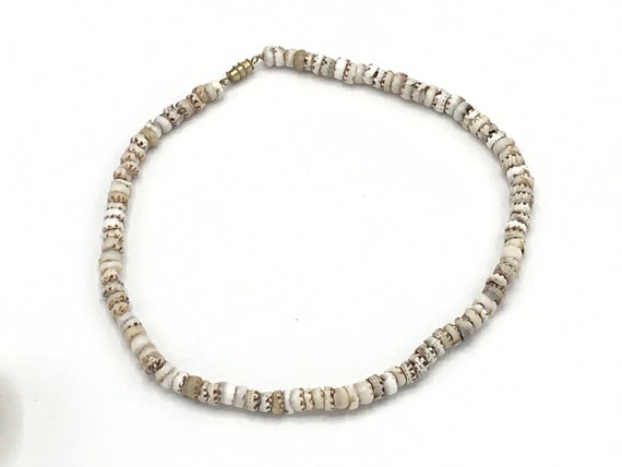 Vintage Small Shell Puka Necklace Beige and Brown Tone Etsy