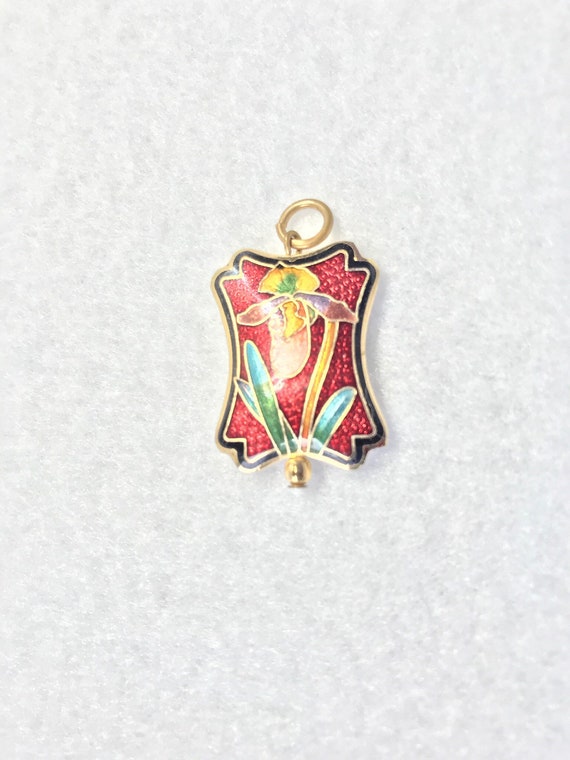 Vintage cloisonne red pendant - image 6