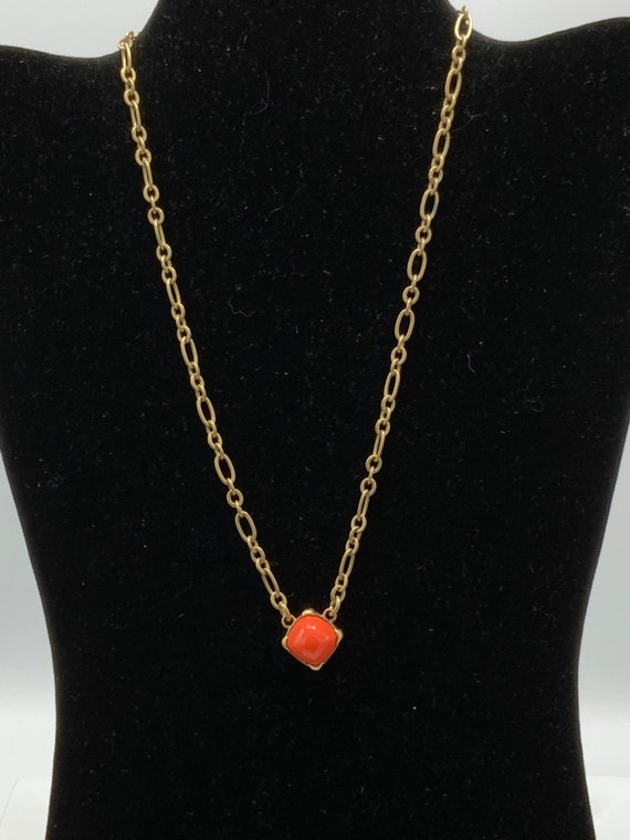Gorgeous collectible gold tone and orange necklac… - image 8