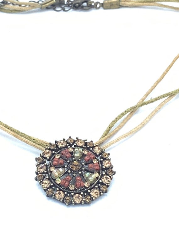 Lia Sophia  multicolored crystal necklace, brown … - image 4