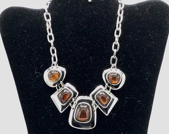 Gorgeous silver and redish/brown tone necklace by Kiam Family / Lia Sophia