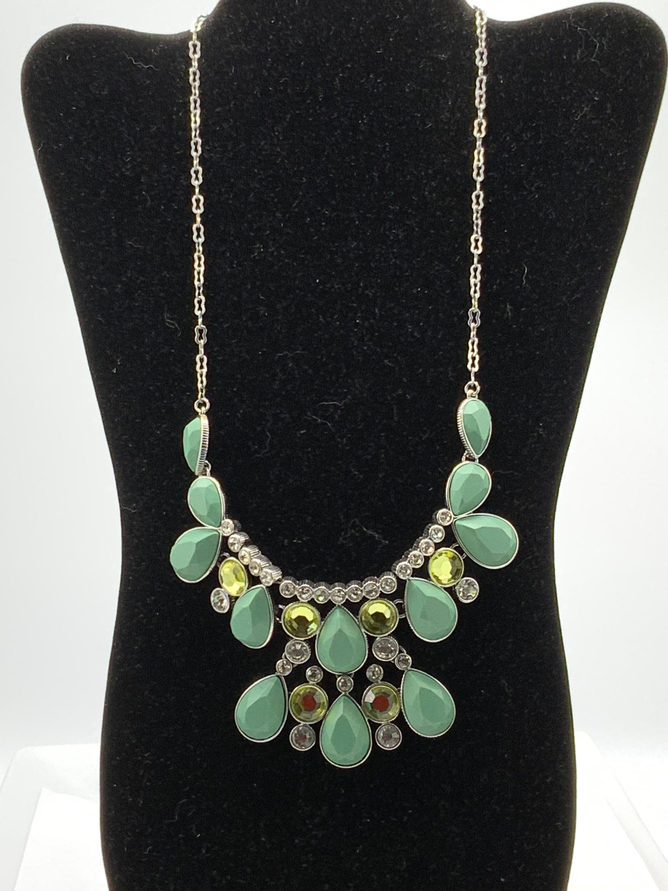 Gorgeous green rhinestone and stones necklace by Lia Sophia. | Etsy