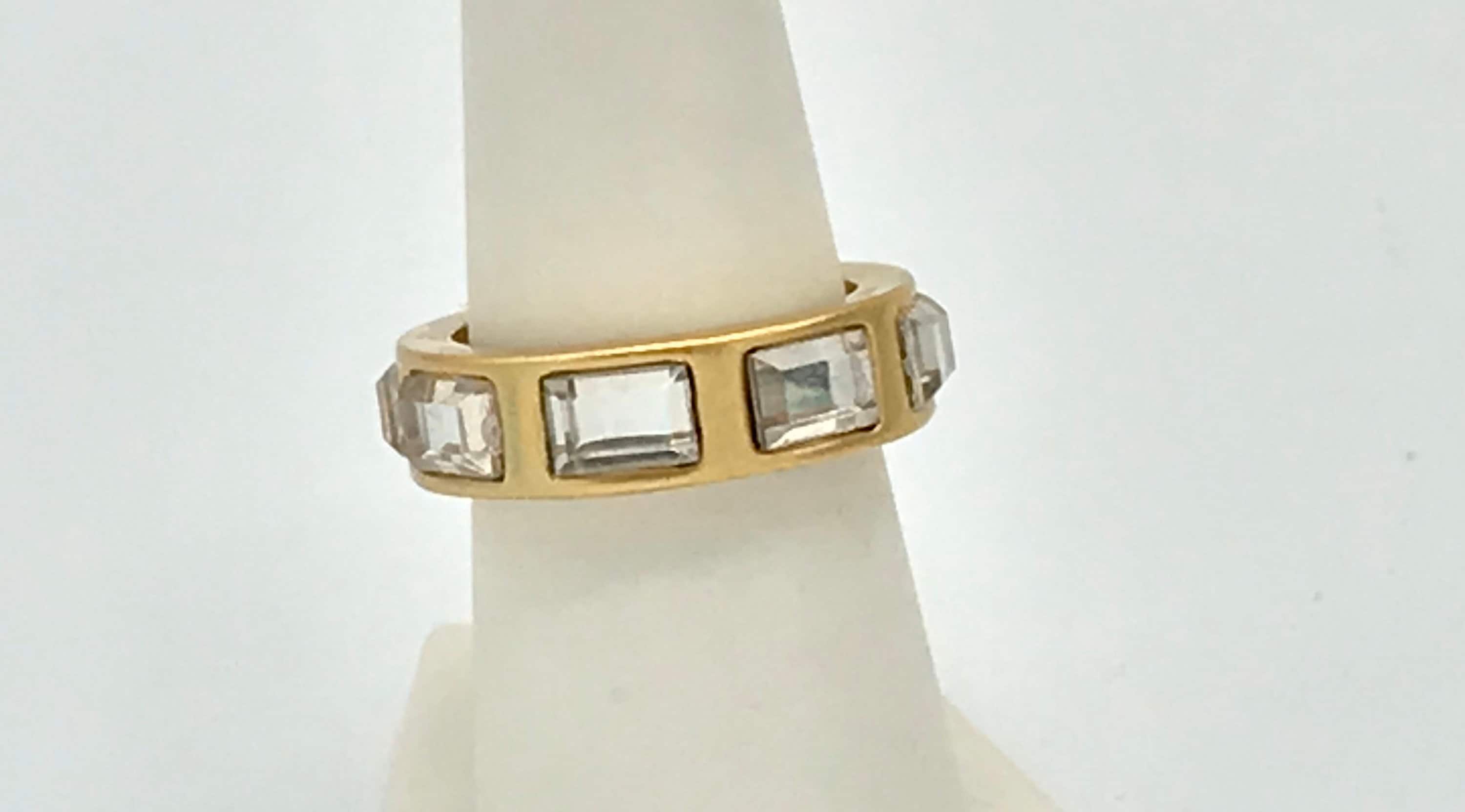 Brass and crystal ring by Lia Sophia ,