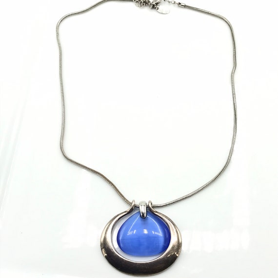 Vintage silver and blue necklace by Lia Sophia. - image 8