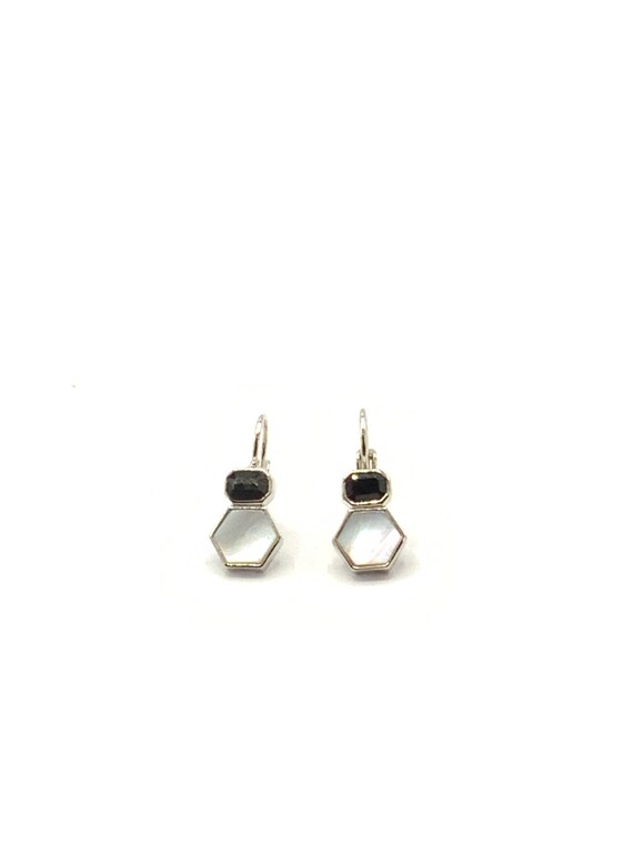 Gorgeous collectible mother pearl and black earri… - image 1