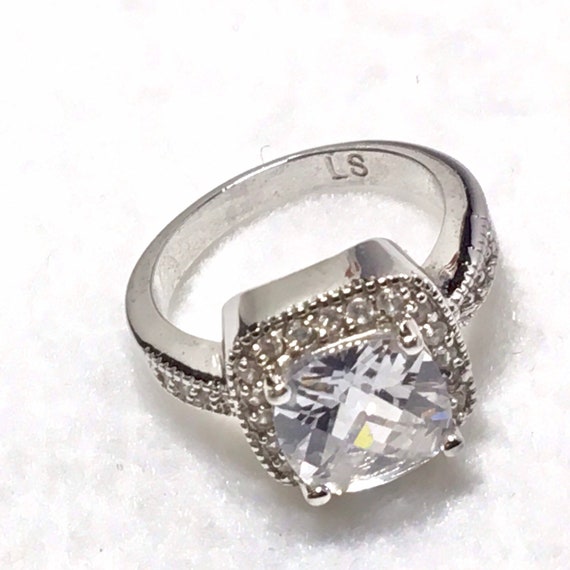 Lia Sophia crystal ring, silver tone