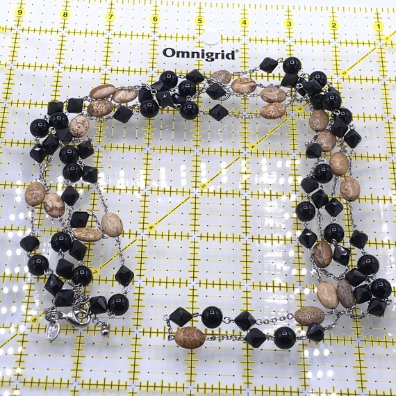 Multi strand necklace black and brown tones neckl… - image 5