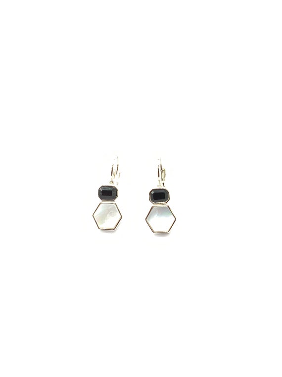 Gorgeous collectible mother pearl and black earri… - image 6