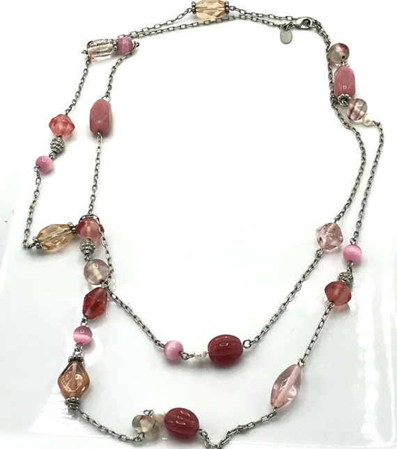 Pink tones of beads necklace by Lia Sophia. - image 9