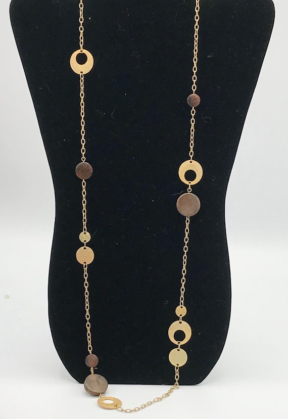 Old Gold tone and wood necklace Lia Sophia, signed - image 5