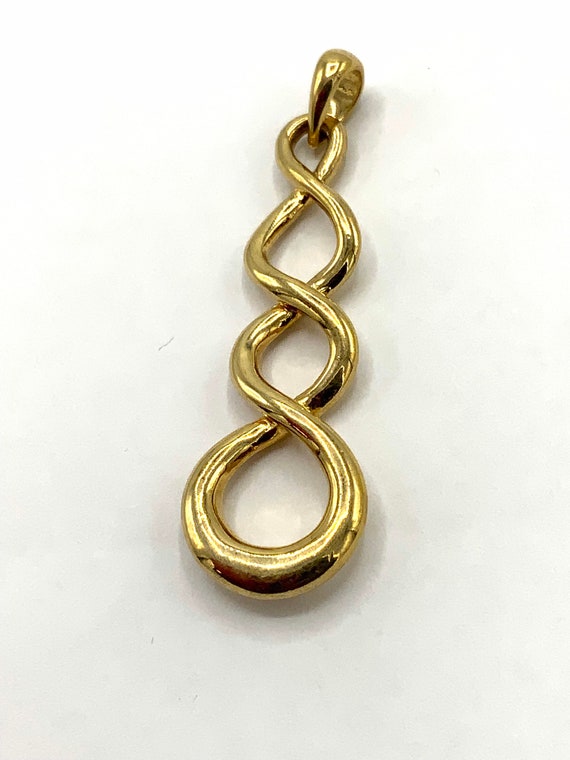 Gorgeous collectible gold tone plait pendant by L… - image 6