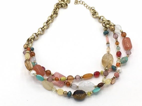 Gorgeous multicolored beads necklace by Lia Sophi… - image 9