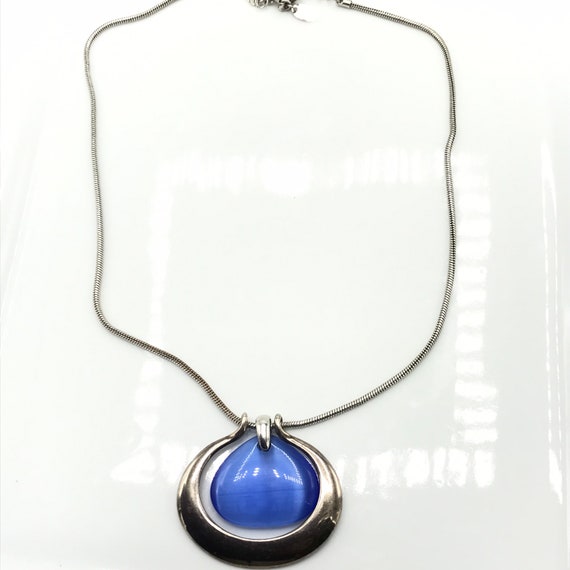 Vintage silver and blue necklace by Lia Sophia. - image 5
