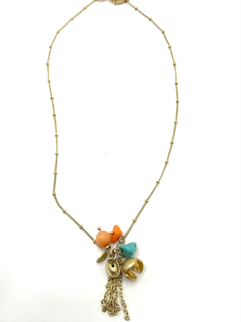 beads. turquoise Gorgeous gold tone with multicolored charms necklace by Lia Sophia