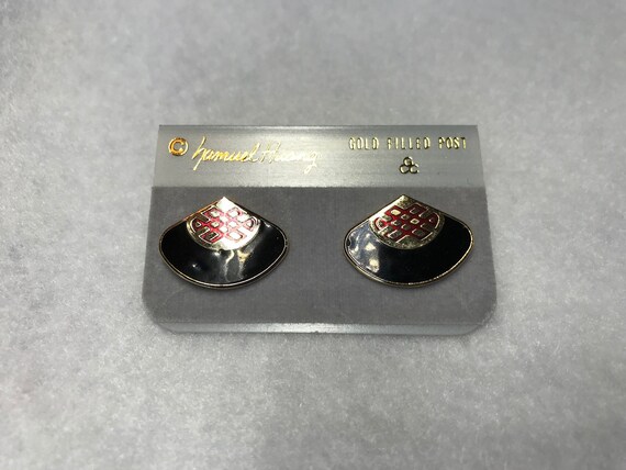 Vintage Samuel Huang black earring, studs, signed… - image 4