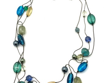 Gorgeous collectible multicolored beads glass beads necklace by Lia Sophia, multi strand.