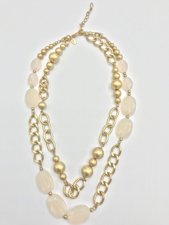 Lia Sophia gold and pink necklace - image 2