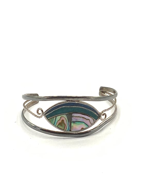 Gorgeous vintage abalone and green bracelet, Alpac