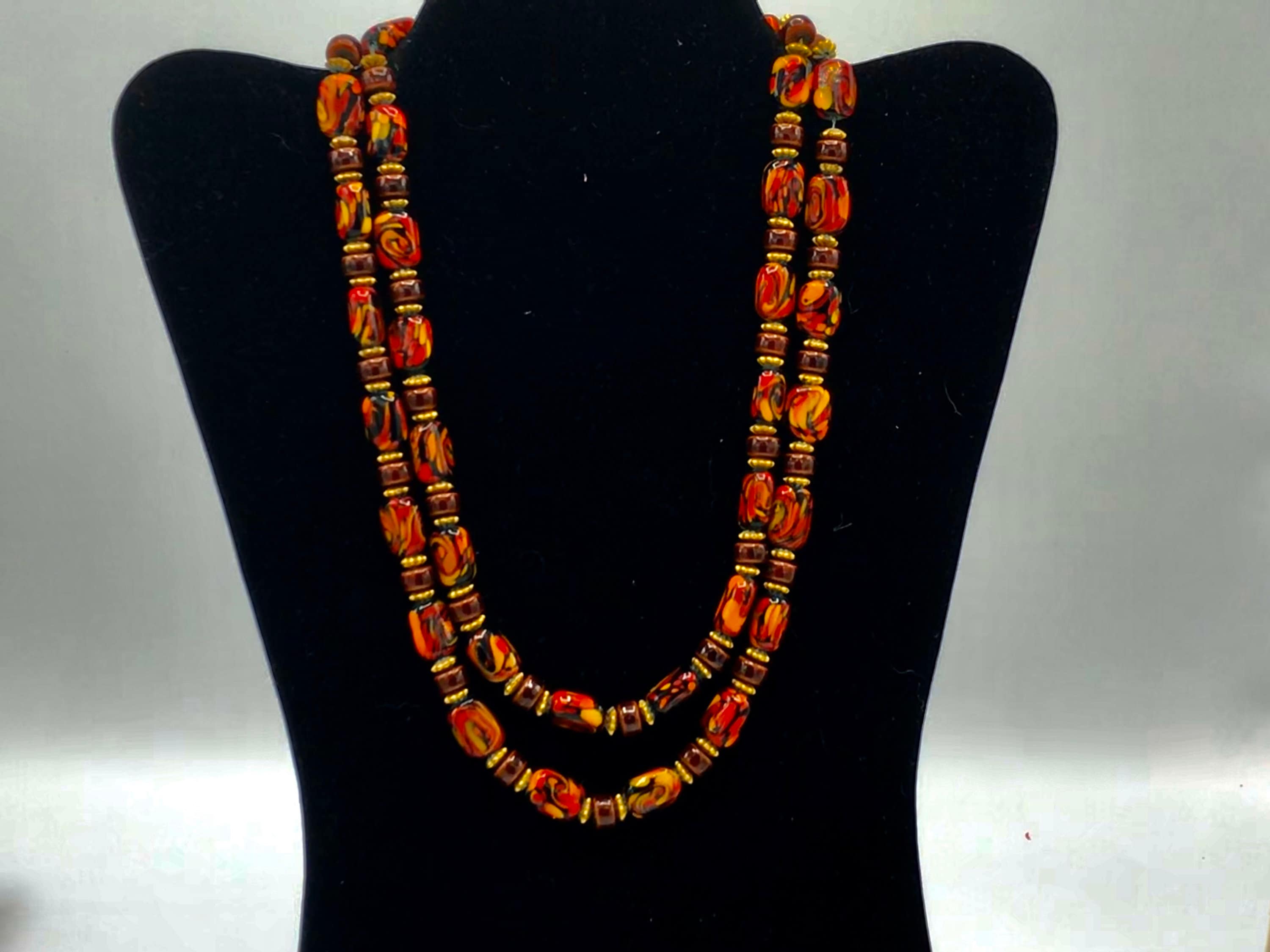 Vintage Multicolored Beads Glass Necklace. - Etsy