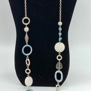 Lia Sophia silver blue light  and mather pearl necklace 19&quot; long