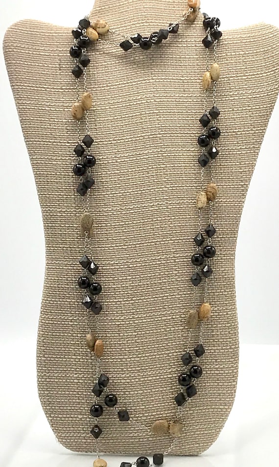 Multi strand necklace black and brown tones neckl… - image 9
