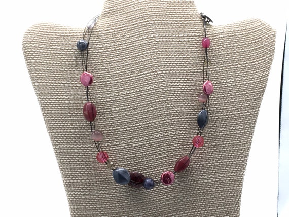 Vintage multicolored beads and pearl necklace by … - image 2