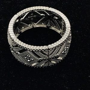 Vintage silver tone with Marcasite stone bracelet, stretch. image 5