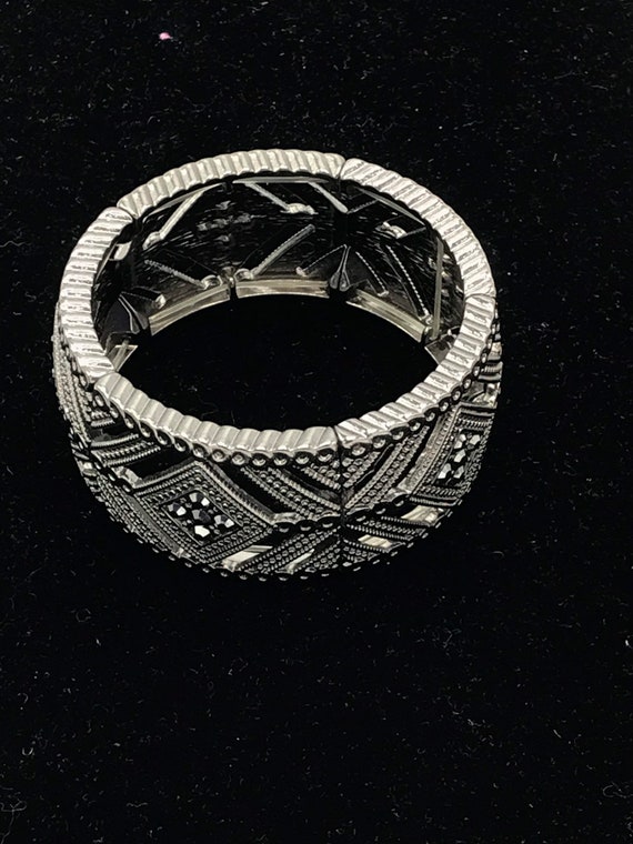 Vintage silver tone with Marcasite stone bracelet… - image 5
