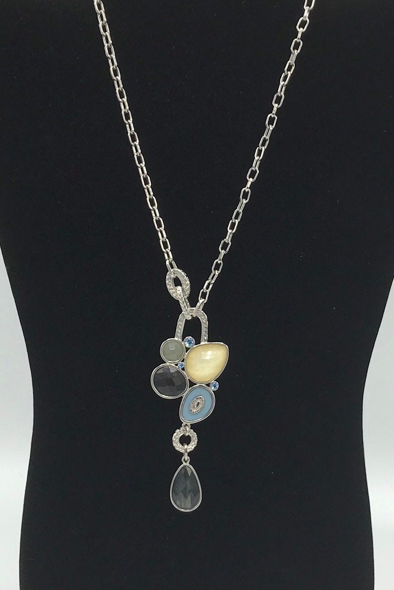 Collier Lia Sophia Alpine - Argent Avec Perles De Verre Et Résine, Longueur 45-48 Cm, Neuf Sans Emballage