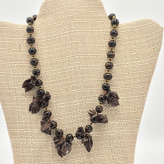 Vintage  black and brown art glass flowers and  l… - image 10