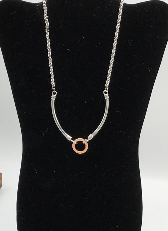 Gorgeous collectible Silver and rose gold tone ne… - image 1