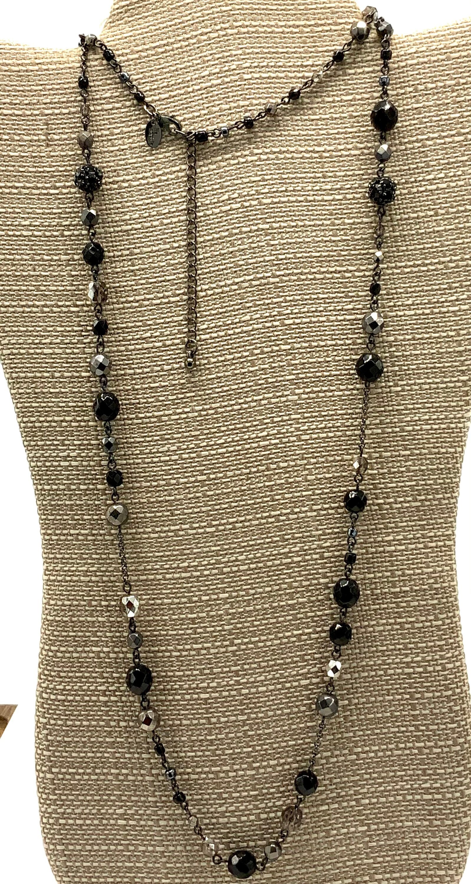 Multicolored beads necklace by Lia Sophia black silver tone. Etsy