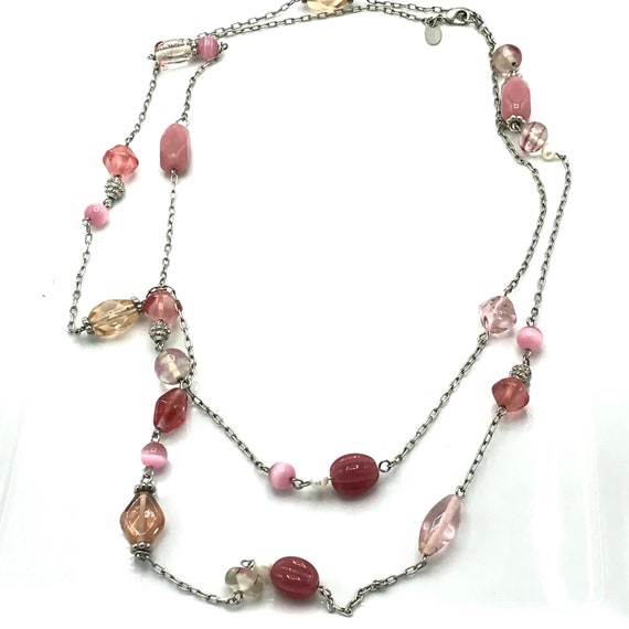 Pink tones of beads necklace by Lia Sophia. - image 7