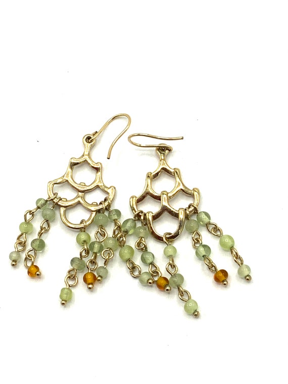 Ancienne Paire De Boucles D'oreilles – Perle Verte, Style Solitaire, Vintage (occasion)