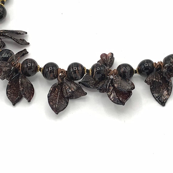 Vintage  black and brown art glass flowers and  l… - image 9