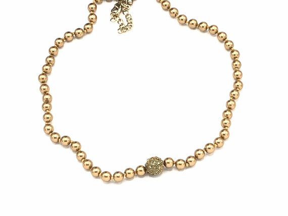 Vintage gold pearl necklace and rhinestone. - image 2