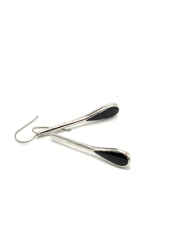 Gorgeous collectible silver and black tone earrin… - image 3