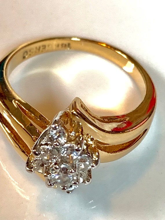 Zirconia and 18k GE Ring, Signed Size 9 - Etsy Zirconia and 18k GE Ring, Signed Size 9 - Etsy