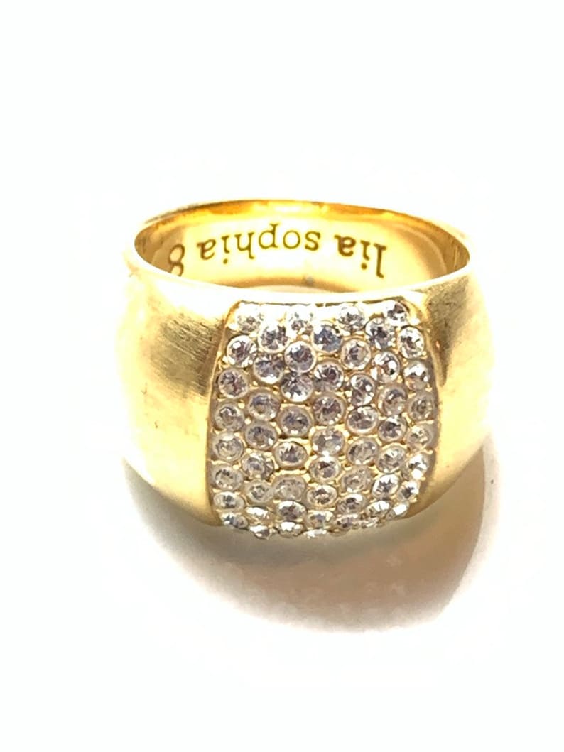Multi rhinestone and gold tone ring by Lia Sophia size 8