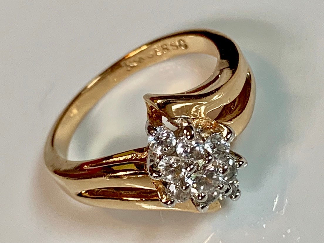 Zirconia and 18k GE Ring, Signed Size 9 - Etsy