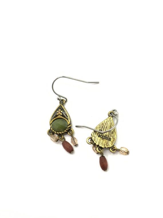 Gorgeous collectible brass and green tone earring… - image 6