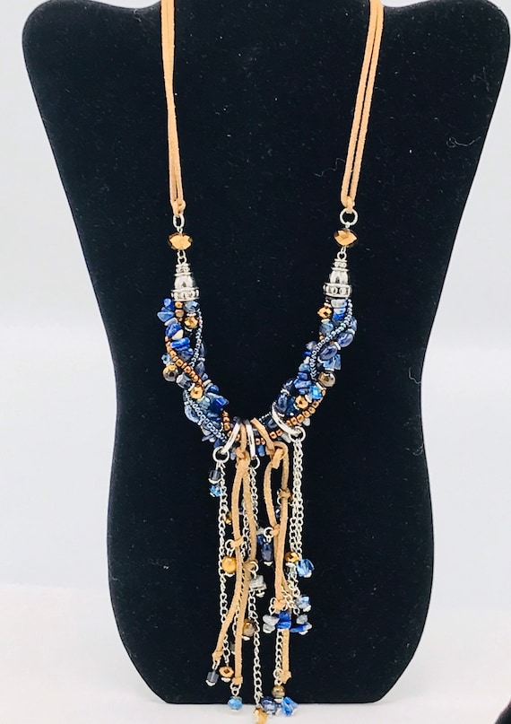 Vintage boho necklace multicolored. Long necklace… - image 10
