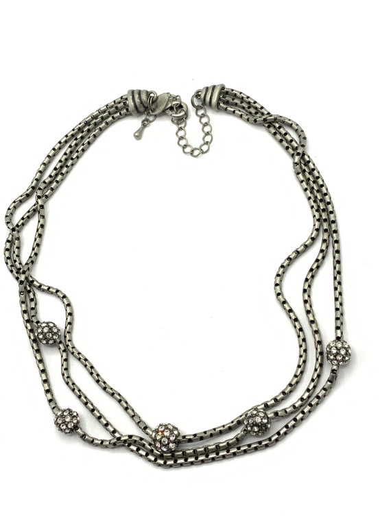 Nickel chain and rhinestone necklace by Lia Sophi… - image 7
