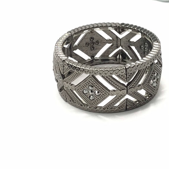 Vintage silver tone with Marcasite stone bracelet… - image 9