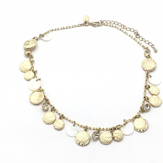 Gold and white tone necklace by Lia Sophia, carve… - image 3