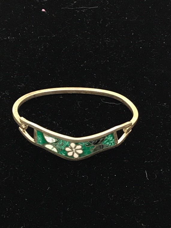 Vintage alpaca bracelet, Mother pearl, butterfly,… - image 4