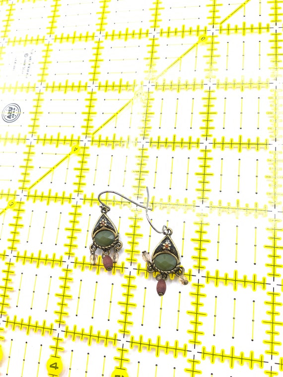 Gorgeous collectible brass and green tone earring… - image 2